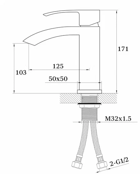 Смеситель для умывальника черный GANZER 44011-С